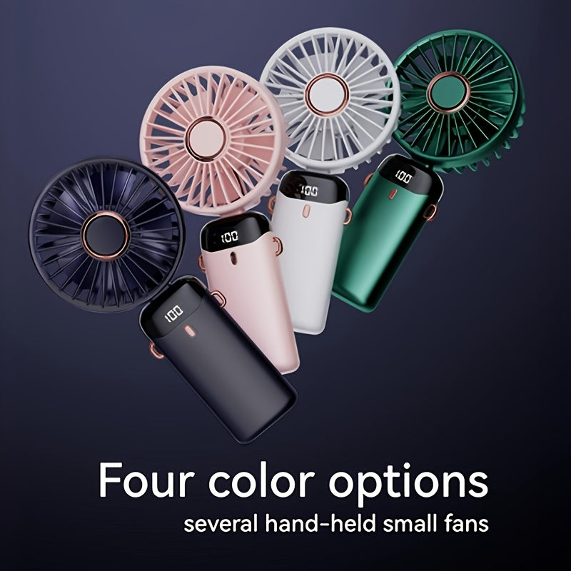 Compact USB Mini Fan with 5 Speeds and Battery Indicator - Great for Work, School, and Outdoor Adventures