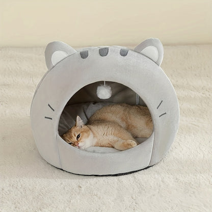 Soft and breathable polyester cat bed for all seasons. Classic style with cushion mat, ideal for small to large cats.