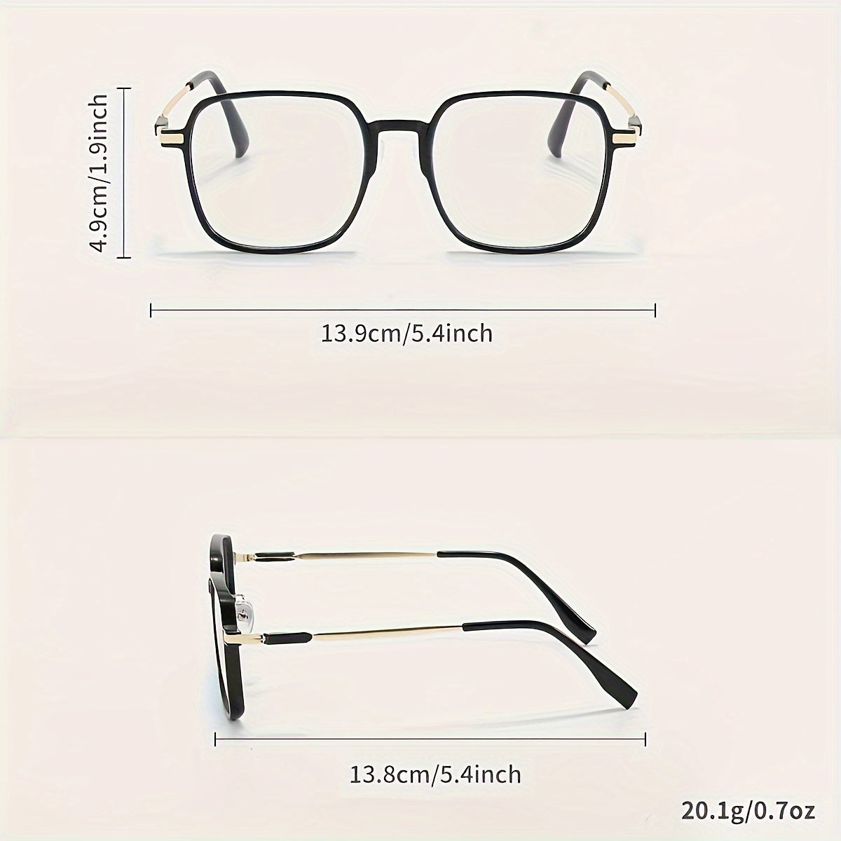 Blue light filtering glasses for men, no prescription needed, with case and cloth.