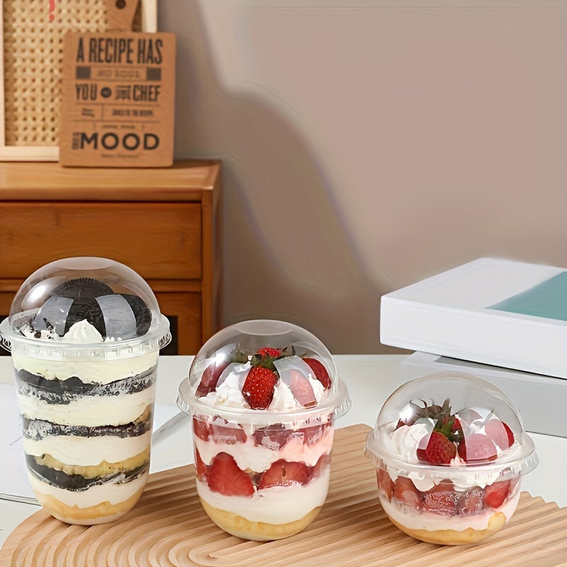 Set of 50 Elegant U-Shaped Dessert Cups - Made of Disposable Clear PET, Great for Layered Mousse & Cake Crumb Parfaits - Environmentally Friendly and Recyclable, Perfect for Weddings, Birthdays & Parties, Ideal for Dessert Table Displays