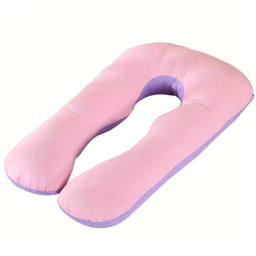 This versatile U-shaped maternity pillow provides ultra-soft support for side sleeping and nursing. The removable cover is washable and the pillow measures 130.0 x 69.98 cm.