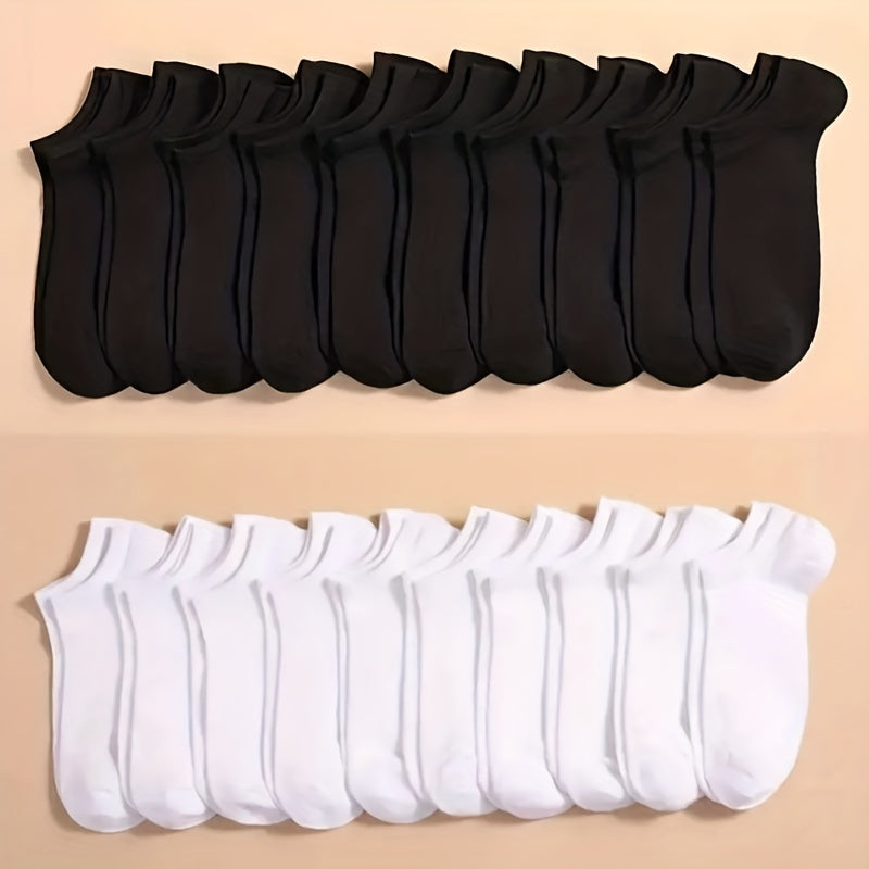 10/20/40 Pairs of comfortable and breathable crew ankle socks for women.