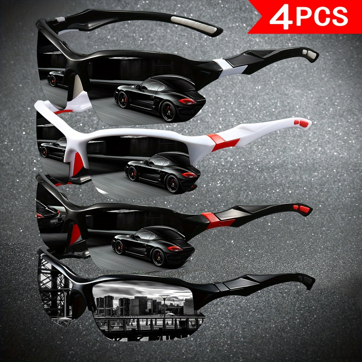 4-Pack of YUKY Polarized Sports Sunglasses for Men with TAC Lens and PC Frame for Fishing, Running, and Daily Casual Wear