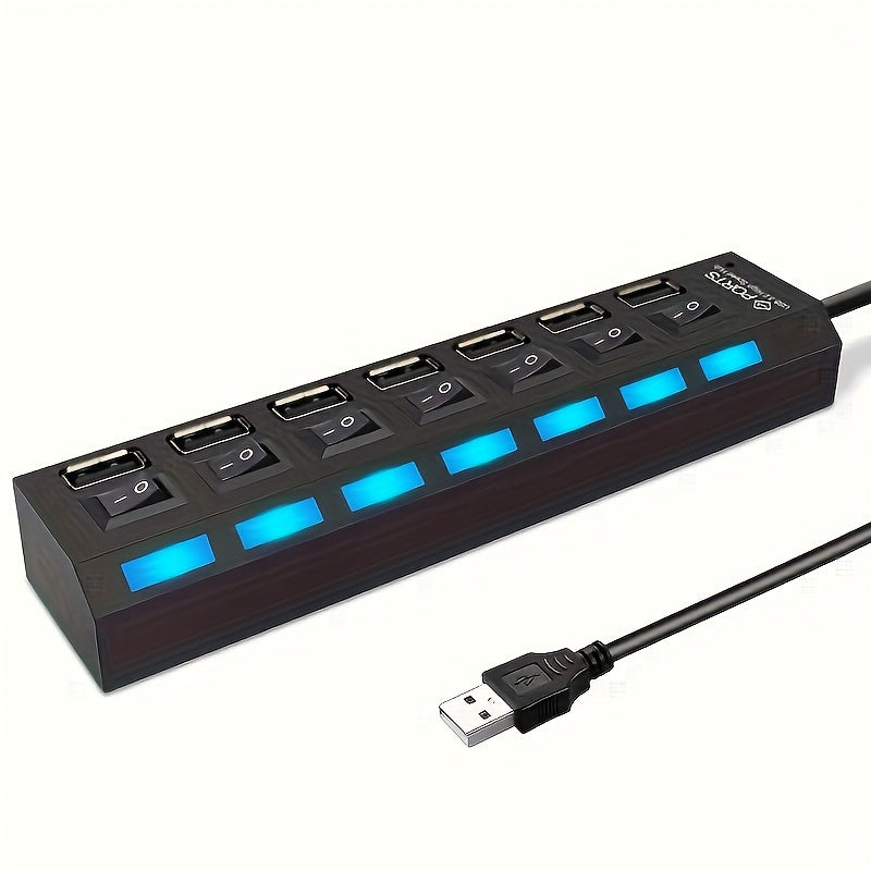 VVIA 4/7-Port USB 2.0 Hub with Independent Switch, Compatible with Tablets, 5V Power Mode, LED Indicators for PC