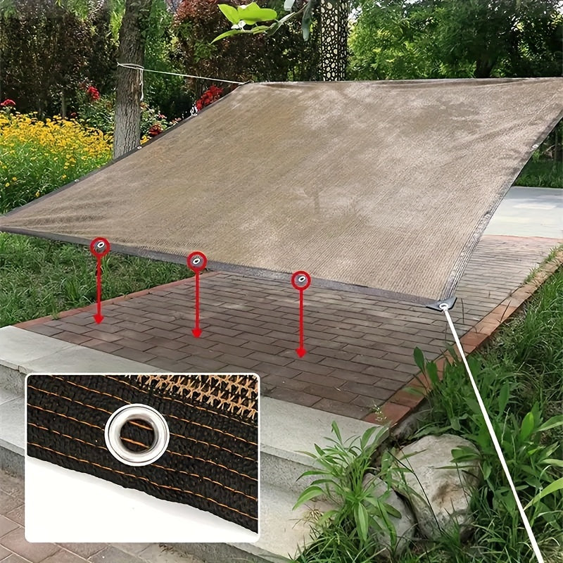 Brown privacy screen for outdoor use, providing breathability and windproof sunshade.