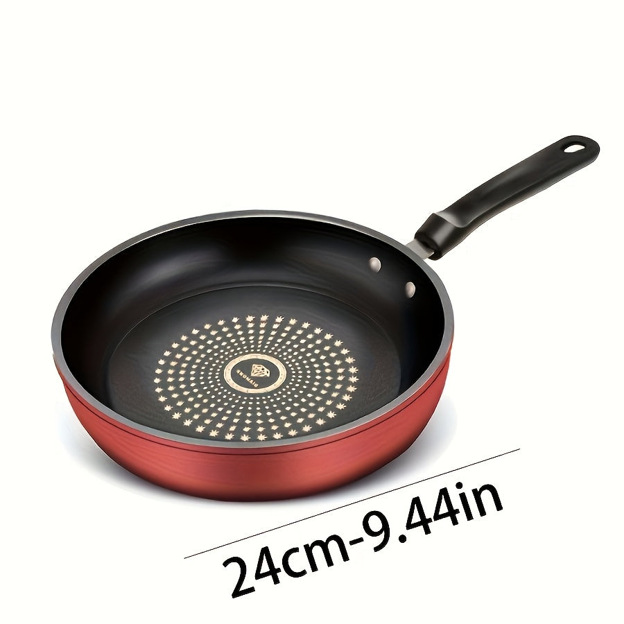 9.45-inch 2-in-1 non-stick cast iron skillet with lid suitable for various cooking methods.