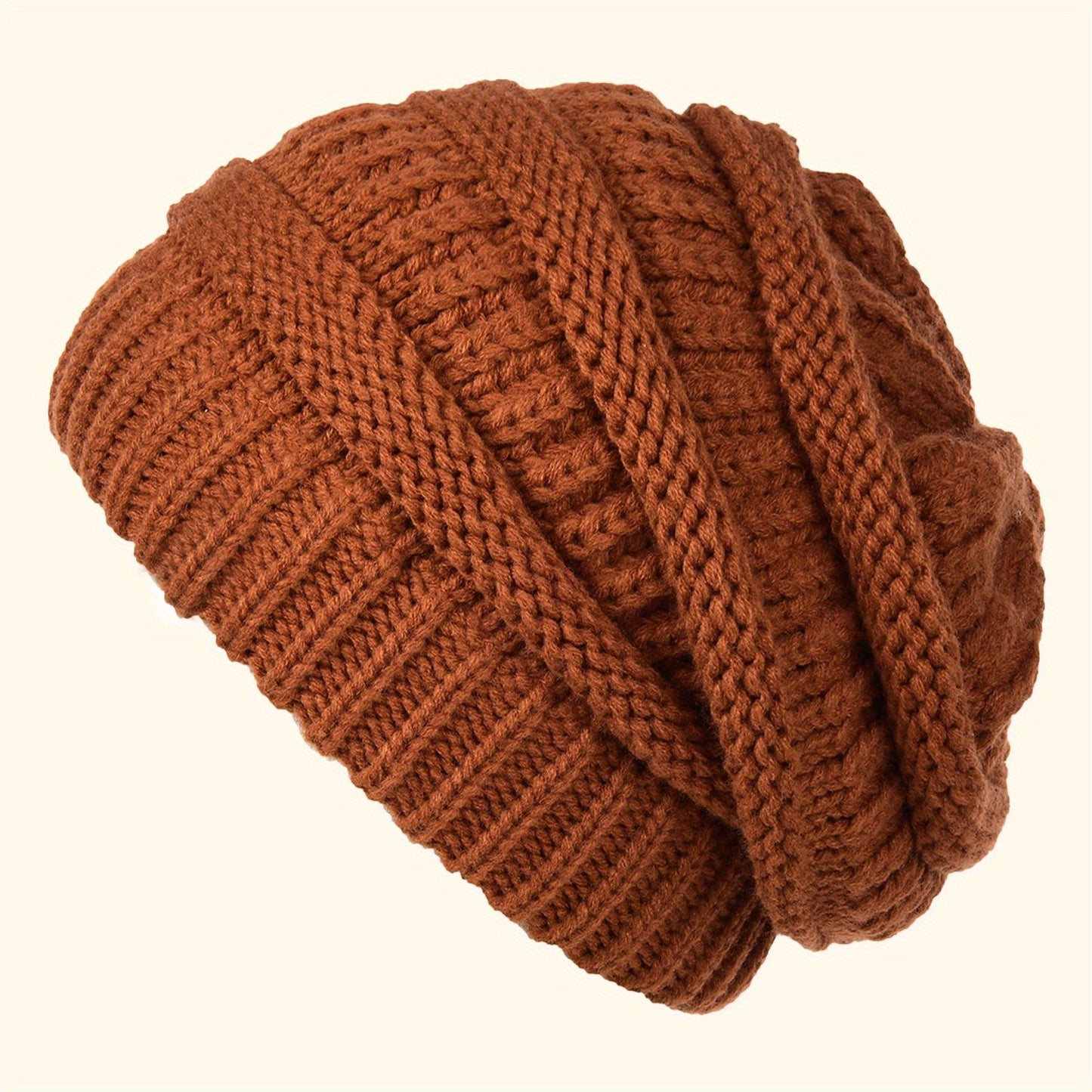 Soft slouchy knit winter beanie suitable for women and men, perfect for winter holidays.