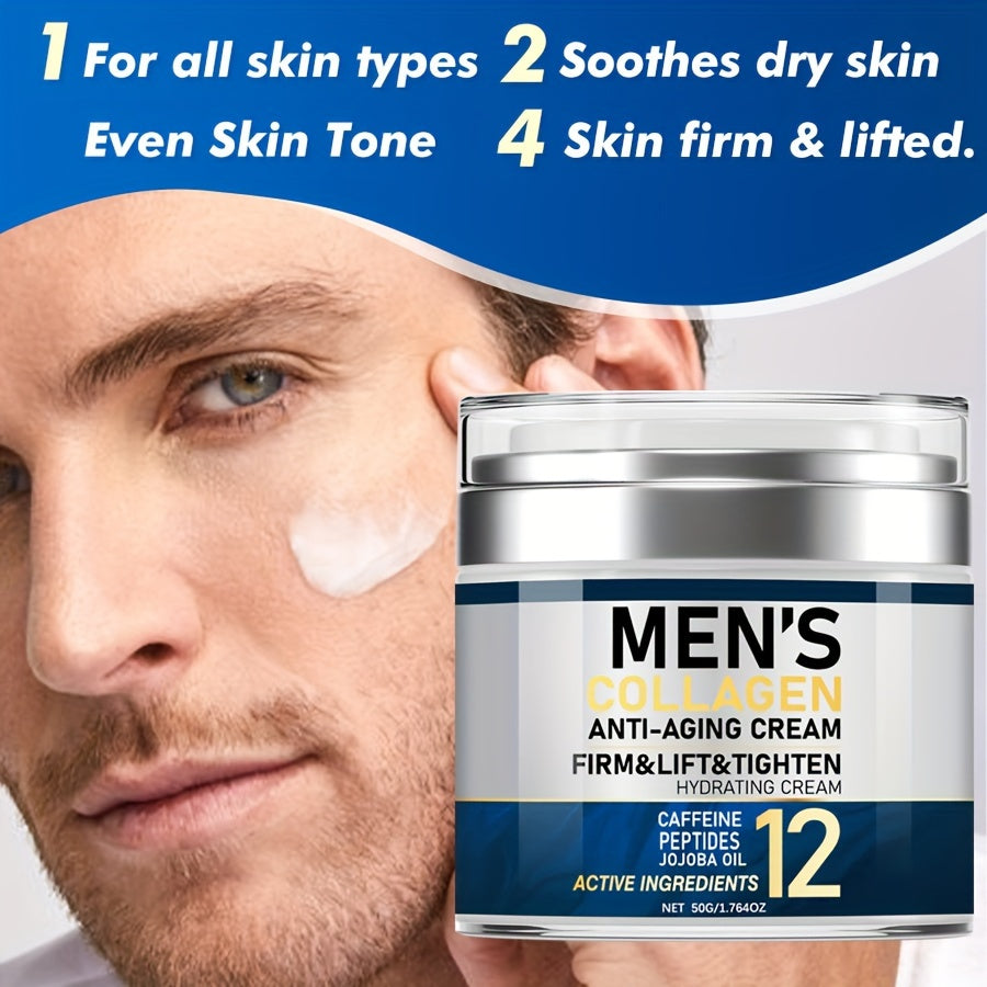 Men's Collagen Face Cream 1.764Oz - Unscented moisturizer firms, tightens, and hydrates skin with key ingredients - suitable for all skin types.