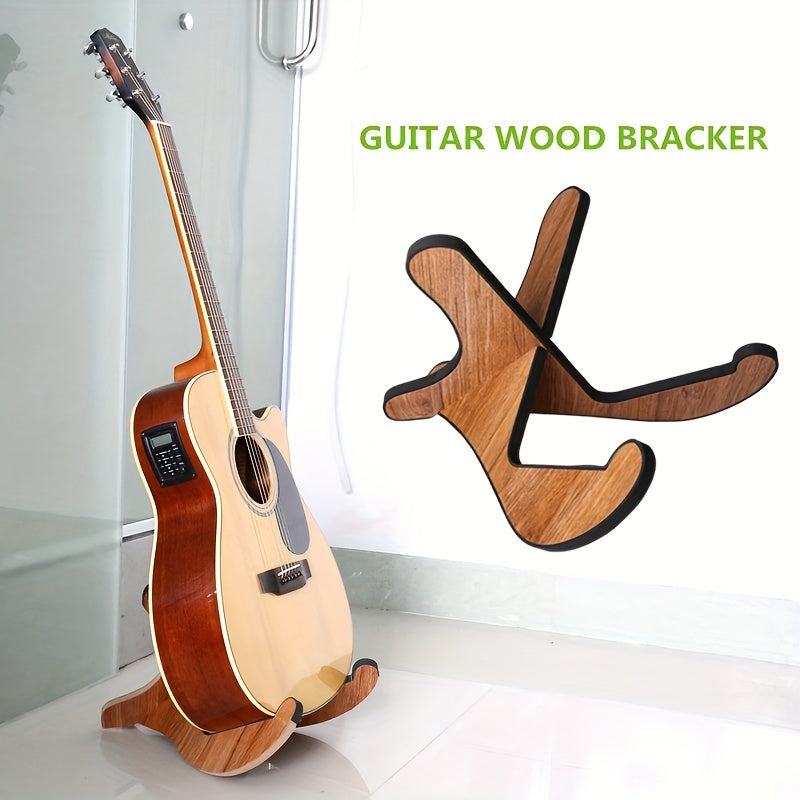 Wooden X-Type guitar stand with soft rubber cover for various string instruments.