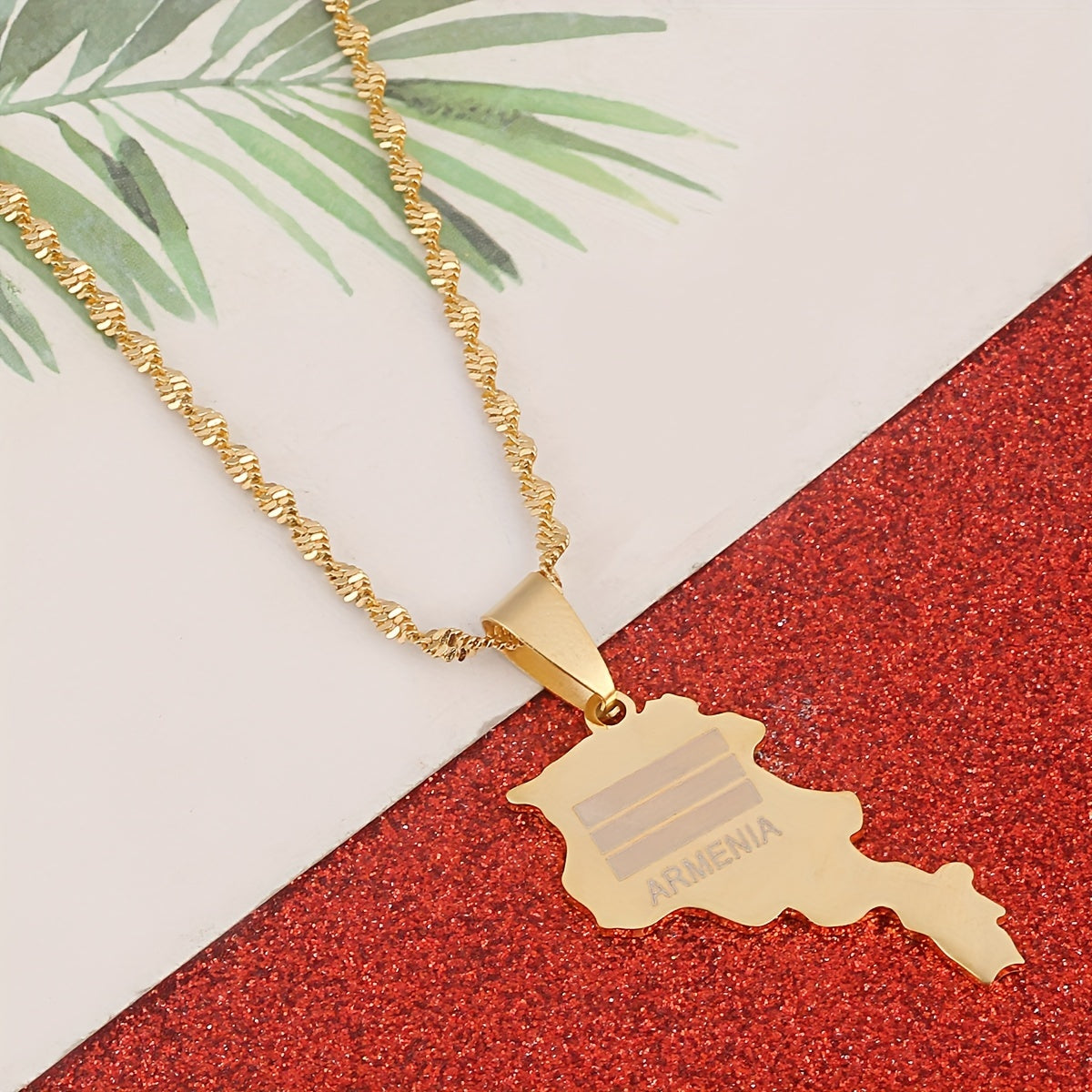 Armenia Pendant Necklace in Gold-Tone Stainless Steel, Stylish National Charm Jewelry, Minimalistic Ethnic Design, Versatile Unisex Fashion Accessory for Everyday and Special Occasions, Year-Round Must-Have Accessory.