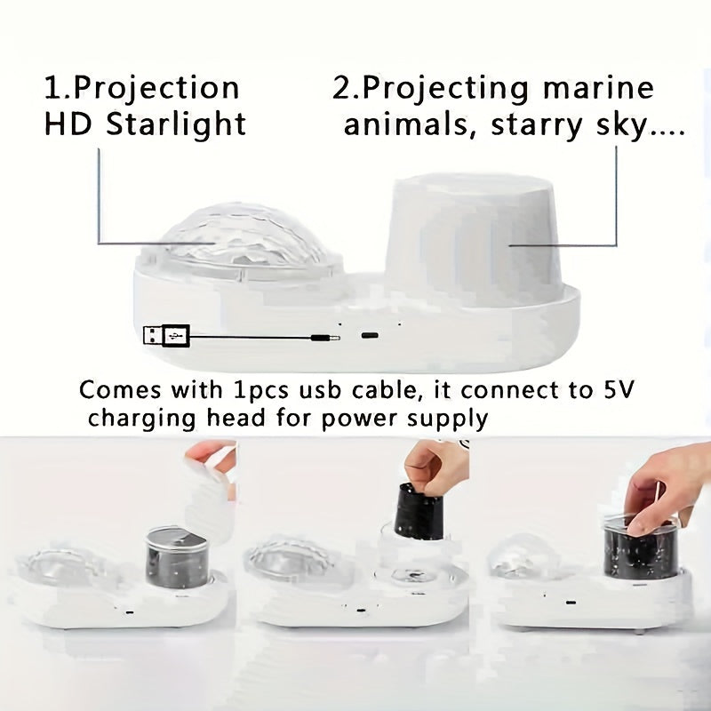 Newly Designed LED Night Light, Ocean Light Projector with 360 Degree Rotation and 6 Color Projection - Perfect Birthday Gift