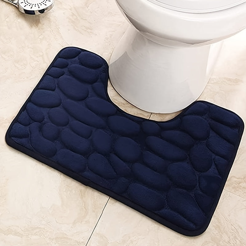 Soft and absorbent memory foam bathroom mat with non-slip backing. Machine washable and quick-drying. Suitable for bathroom, kitchen, laundry, bedroom, and shower.