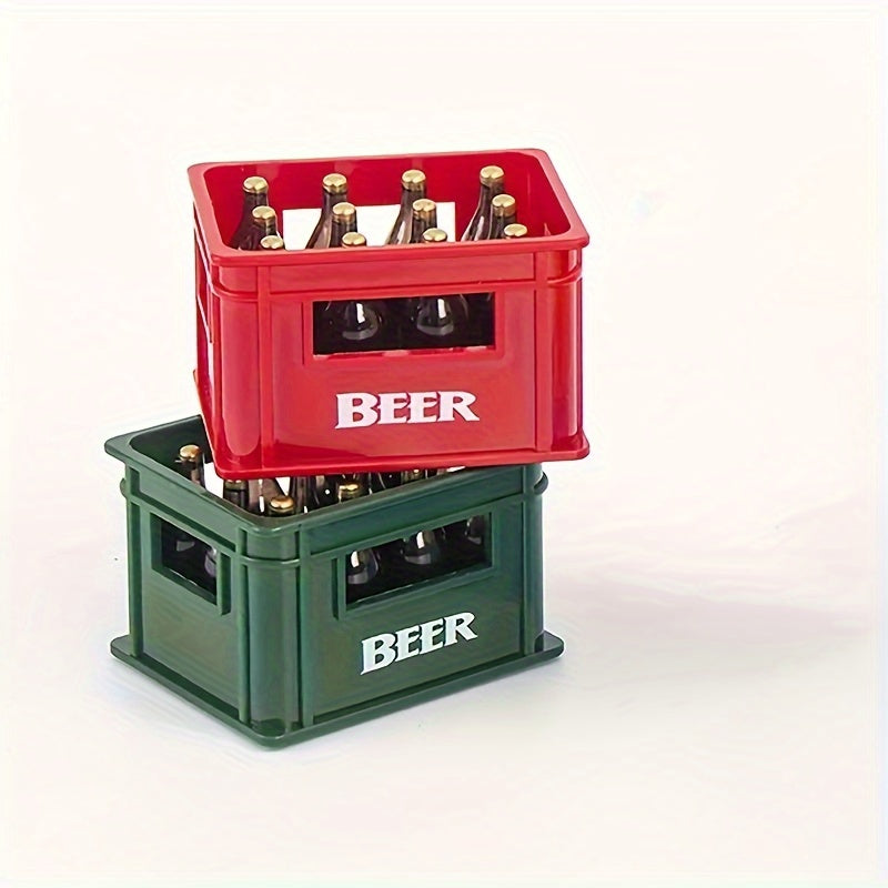 Beer basket bottle opener with magnetic attachment for refrigerators, ideal for home bars and parties.