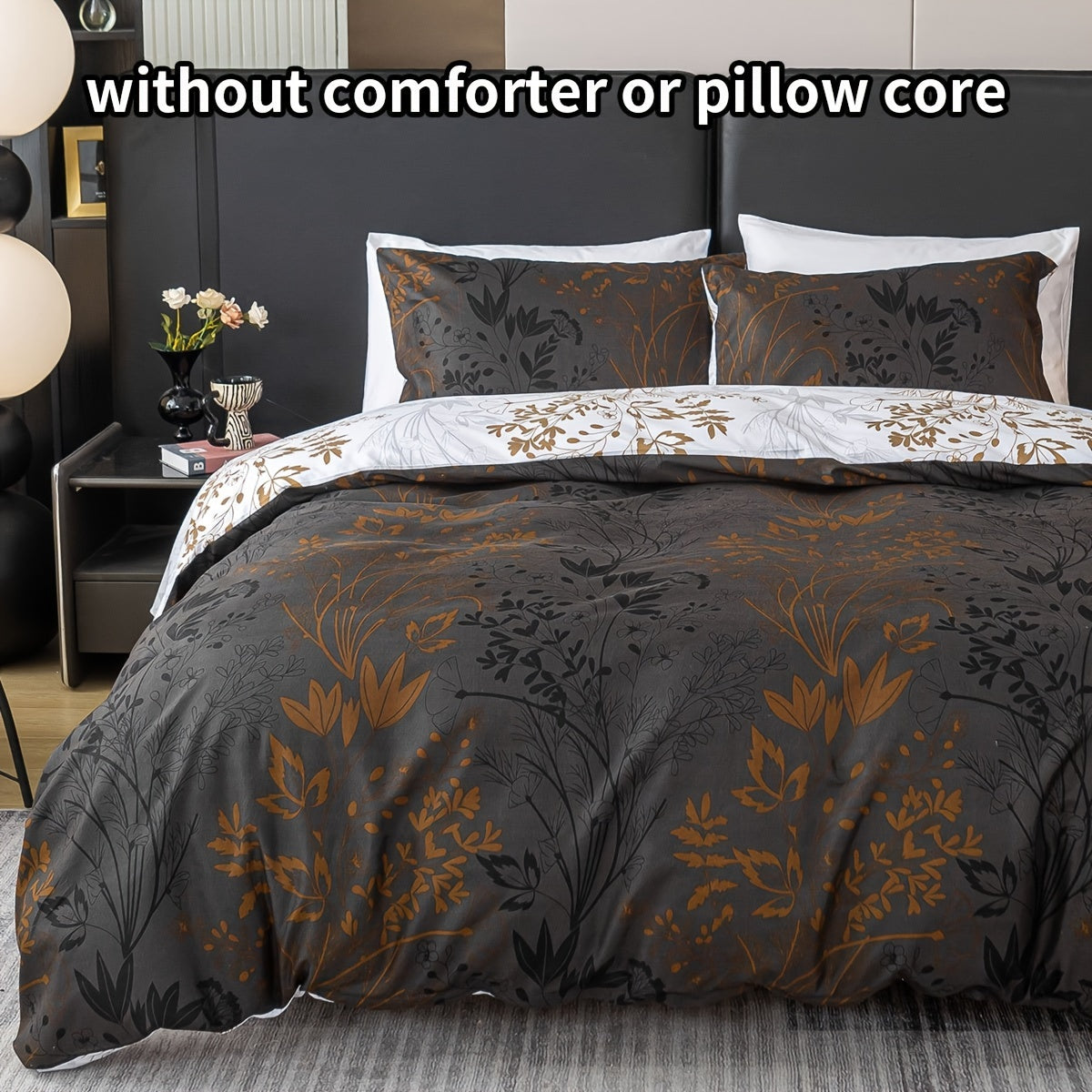 Luxurious Floral Print Polyester Duvet Cover Set includes one duvet cover and two pillowcases (core not included). This all-season bedding set is soft, comfortable, and breathable, perfect for bedroom, guest room, or dorm use.