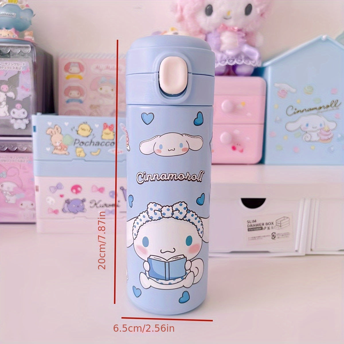 Бутылка для воды из нержавеющей стали от Sanrio с дизайнами Hello Kitty, Kuromi, My Melody и Cinnamoroll — отличный подарок для друзей, праздников, особых случаев и к началу учебного года — идеально подходит для студентов