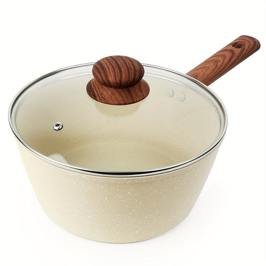 [Bestseller] Versatile Cooking Pot for All Stovetops - Non-Stick Beige Aluminum Soup Pot, Perfect for Rice and Frying