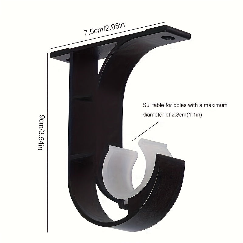 One piece, two pieces, Metal Top Curtain Rod Thickened Bracket, Curtain Rod Bracket, Shower Curtain Rod Wall-mounted Bracket, Curtain Rod Accessories, Home Decoration. Includes four screws and plastic expansion tube.