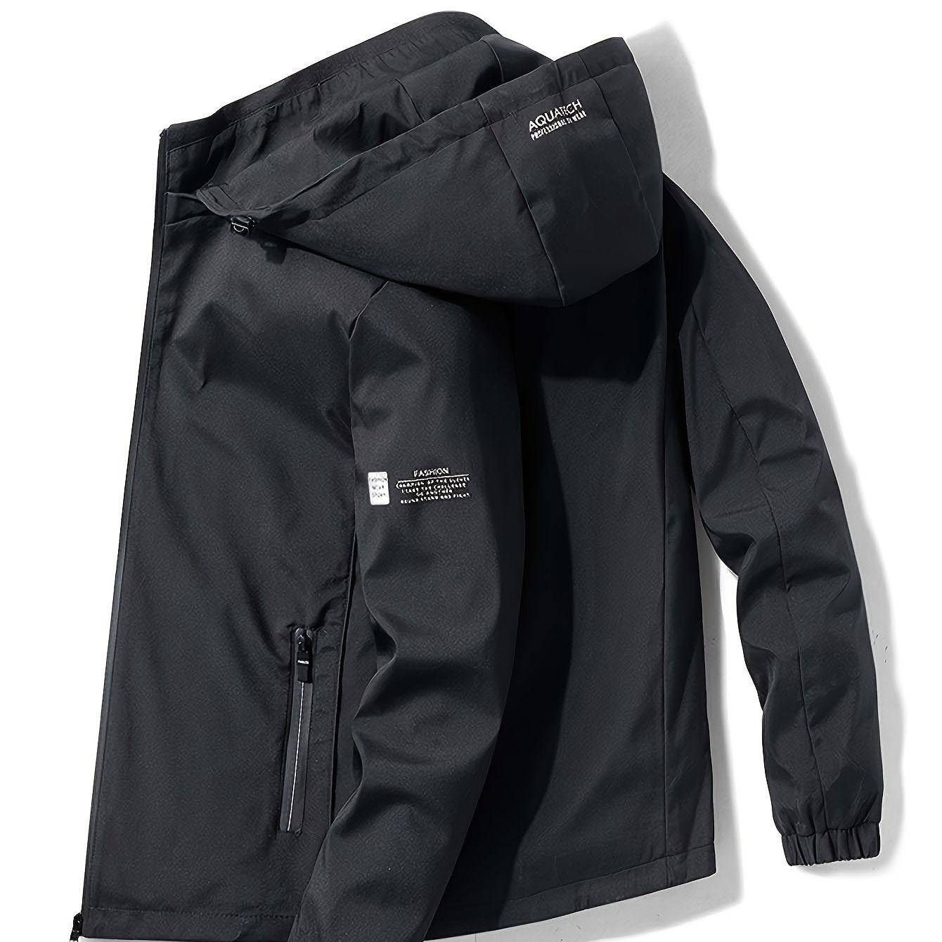 Solid hooded jacket for men, ideal for work and outdoor sports, with cargo pockets.