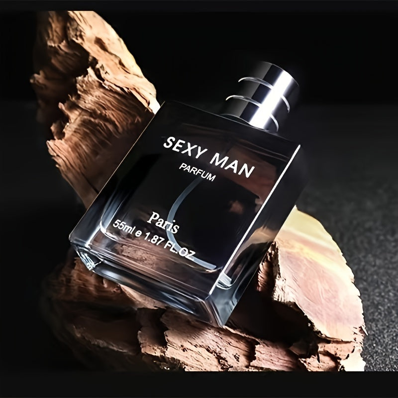 55ml Men's Cologne with Long-Lasting Ocean Breeze Scent, Alcohol-Based. Ideal for any occasion, enhances elegance. Comes in minimalist glass bottle.