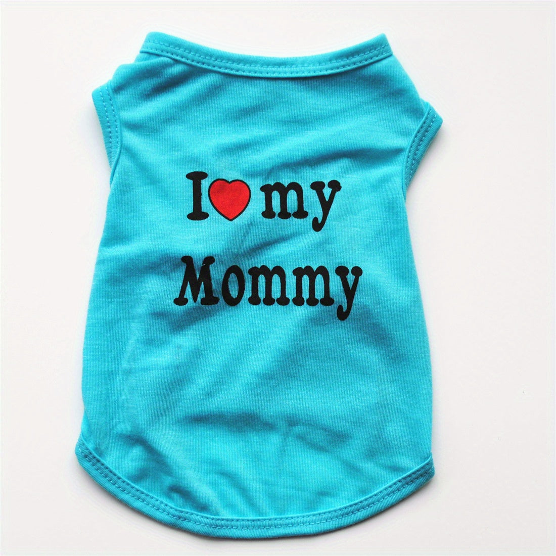 Cute 'I Love My Daddy/Mommy' graphic pet vest for summer parties, suitable for dogs and cats.