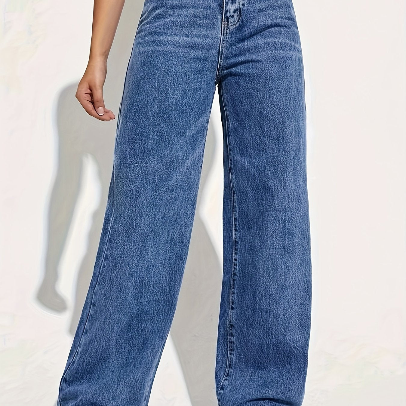 CPUY Brand high-waisted straight leg jeans for women, machine washable with stretch fabric for year-round wear.