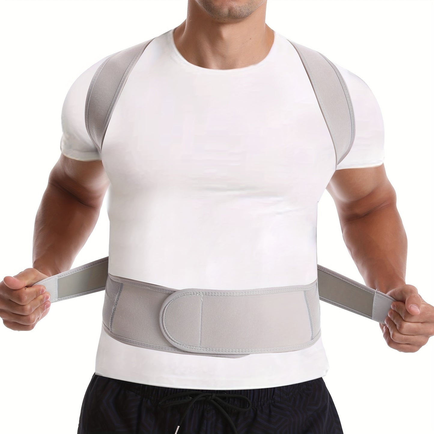 Posture corrector brace for men and women, improves posture and reduces slouching. Adjusts to fit comfortably.