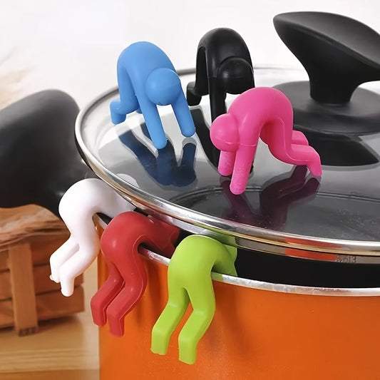 Durable plastic kitchen gadget - Spill-proof pot lid holder and phone stand, multi-use 1 piece