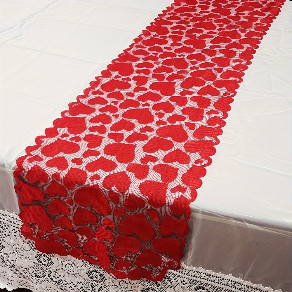 Valentine Heart lace table runner for home decoration.