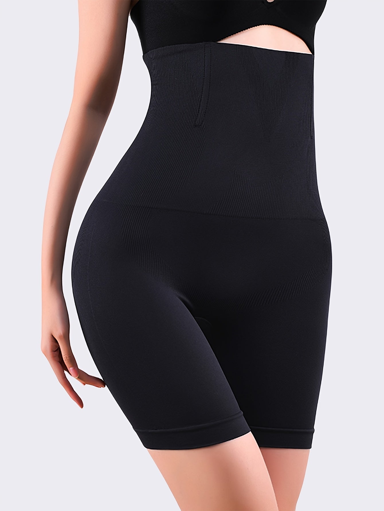 Elegant solid color shapewear pants for women with high-waist, tummy control, seamless design, butt lifting, and slimming features.