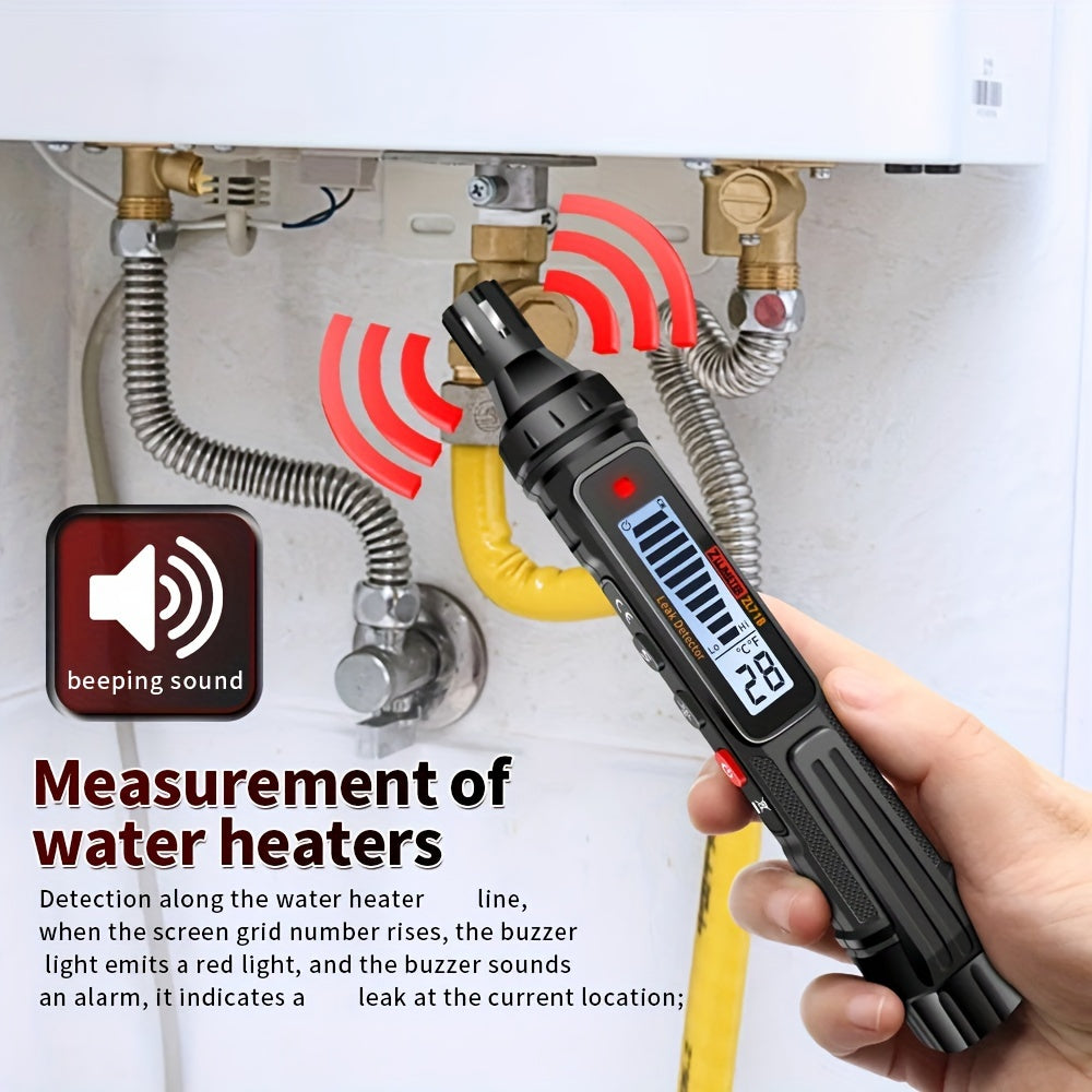 Combustible leak detector with buzzer alarm and ppm analyzer.