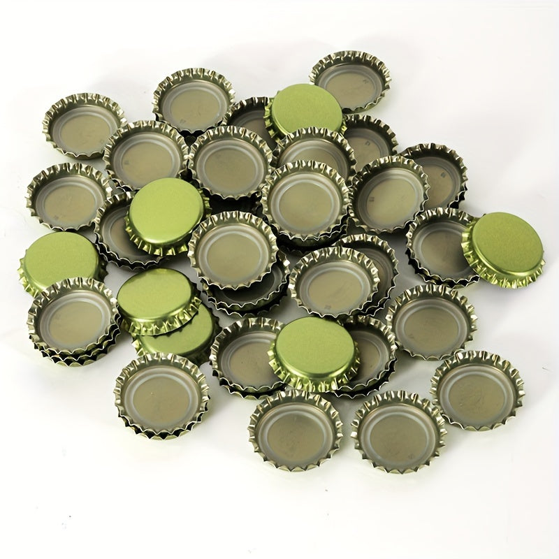 Bag of 50 Crown Hat Beer Bottle Caps in Golden, Silvery, and Black for Home Brewing and Bar Tools