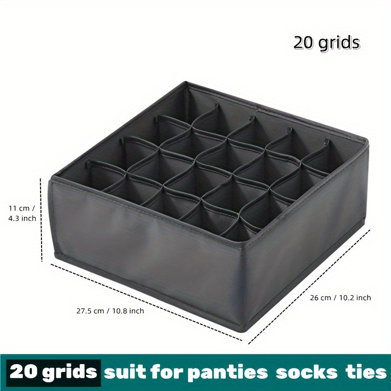 Foldable Multi-grid Underwear Drawer Organizer with Space-saving Design for Bras, Socks, and Clothes - Ideal for Wardrobe, Closet, Bedroom, Dorm or Home Storage