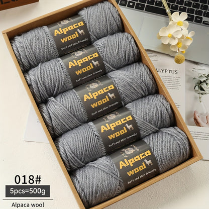 500G Alpaca Wool Yarn, 245 Thick Knitting Needles, Multi-Colored Kit for Autumn and Winter Fashion DIY Projects. Includes Yarn for Sweaters, Cardigans, Scarves, Hats, Gloves, Pants, and