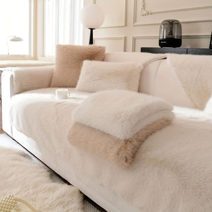 French thickened plush sofa slipcover protects furniture from scratches and adds style to any room.