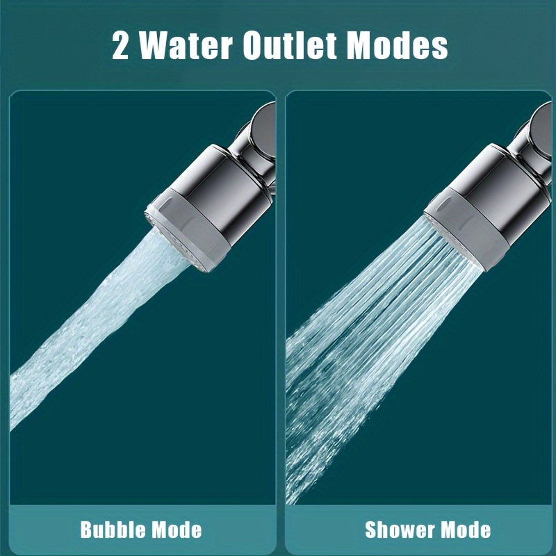 Adjustable water flow faucet aerator with rotating, two spray modes for kitchen and bathroom.