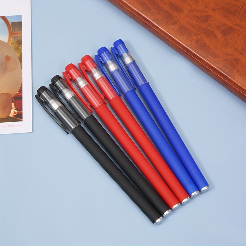 26-piece gel pen set in black, blue, and red ink with 0.5mm tips, perfect for students and offices.