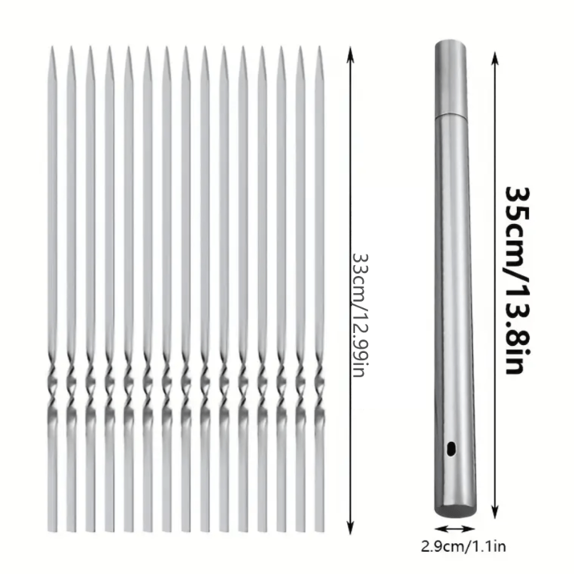 Set of 20/30/50 Stainless Steel BBQ Skewers with Storage Tube, Long-lasting and Easy to Clean, Perfect for Outdoor and Indoor Grilling Events