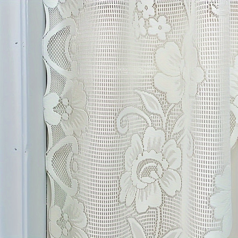 Stylish Floral Lace Sheer Curtain with Rod Pocket for Effortless Hanging, Ideal for Enhancing Living Room and Bedroom Décor