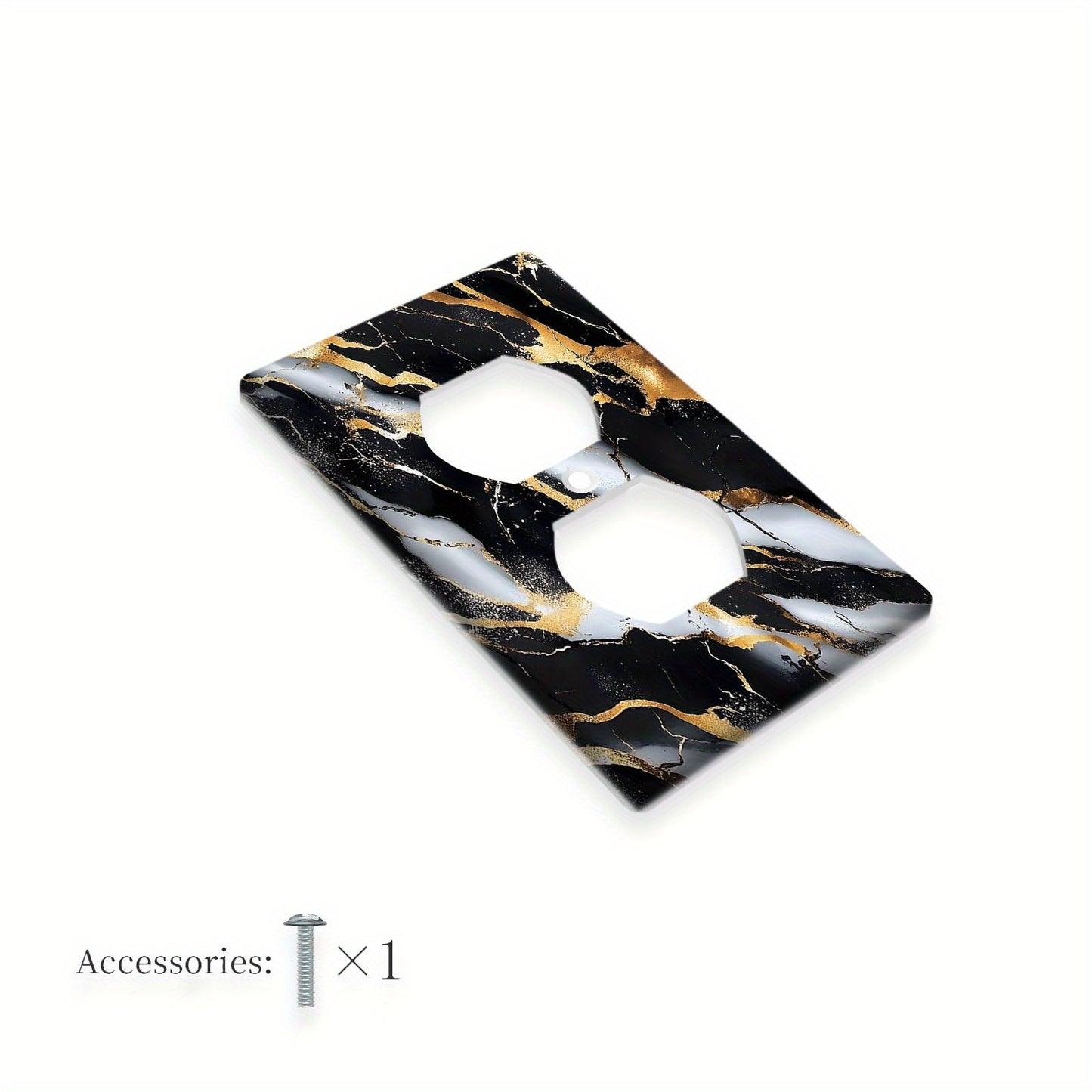 1 piece Black gold marble print light switch cover for decorative wall plates in kitchen or bedroom.