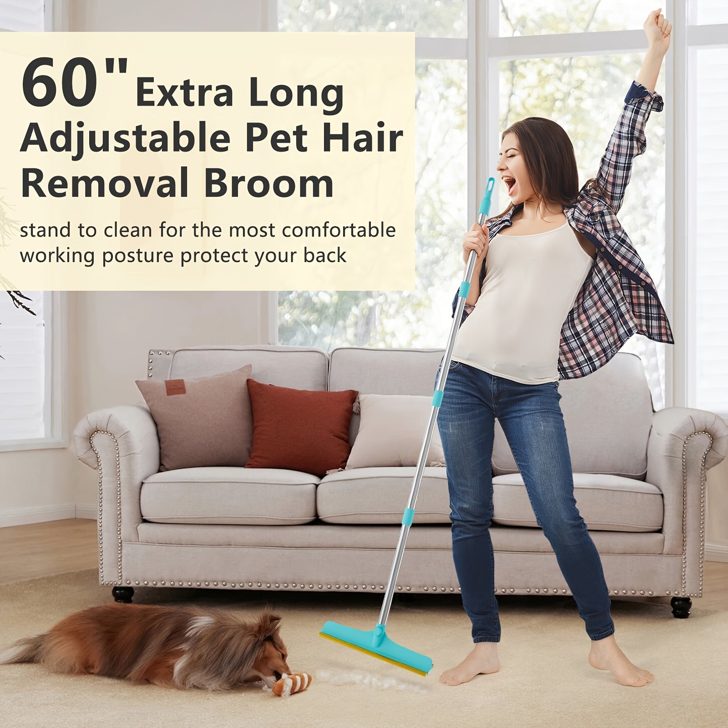 Pet Stretching Deshedding Brush for Dogs, Adjustable, Plastic and Metal, Battery-free