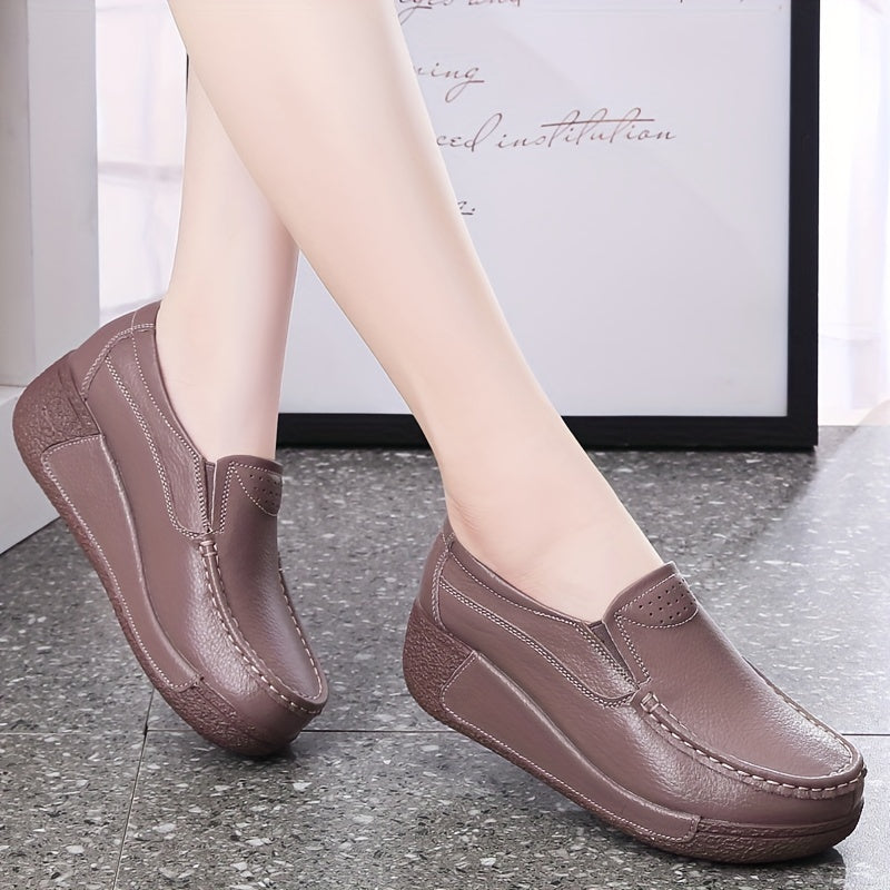 Women's slip-on platform sneakers with durable build, thick sole, and round toe for all seasons.