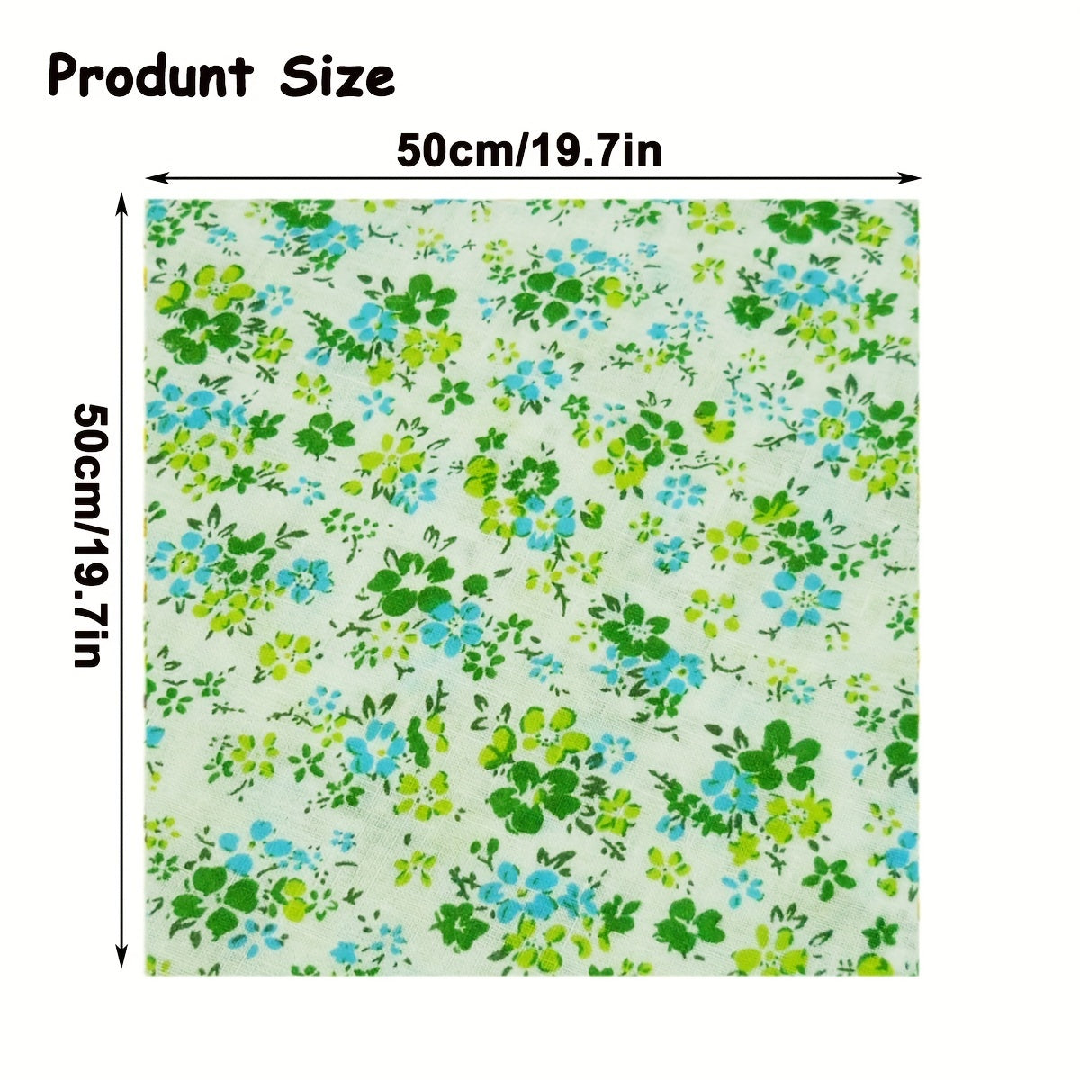 7pcs 100% Cotton Fabric Squares - 50cm precut quilting fabric with floral pattern for DIY crafts, hand wash only.