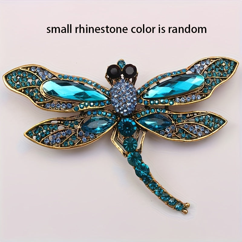 Chic Dragonfly Brooch Embellished with Shimmering Rhinestones - Stylish Animal Pin to Elevate Your Accessories Collection