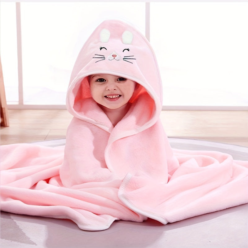 Soft and cuddly microfiber hooded bath towel featuring a cute animal design, perfect for kids. This towel is super absorbent, hypoallergenic, and makes an ideal gift for boys and girls. Dimensions are 85.09x85.09 cm.