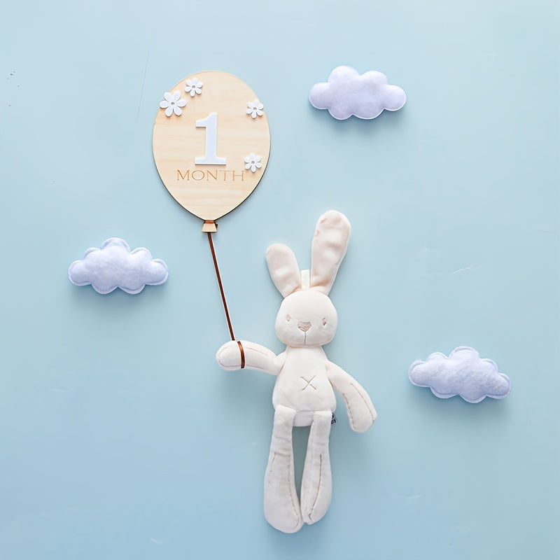 Set of Wooden Milestone Blocks - Perfect for Capturing Birth Month Photos, Cloud-Shaped Mileage Blocks for Decorating with Balloons & Celebrations, Lovely Keepsake for Memories, Ideal Baby Shower Gift