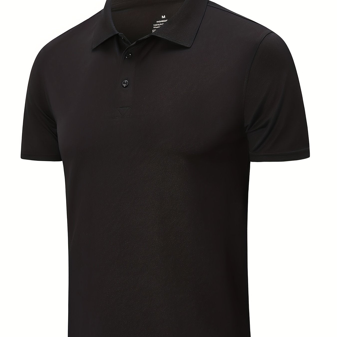 Men's Quick Dry Polyester Shirt with Button Detail and Crew Neck, Moisture Wicking Athletic T-Shirt.