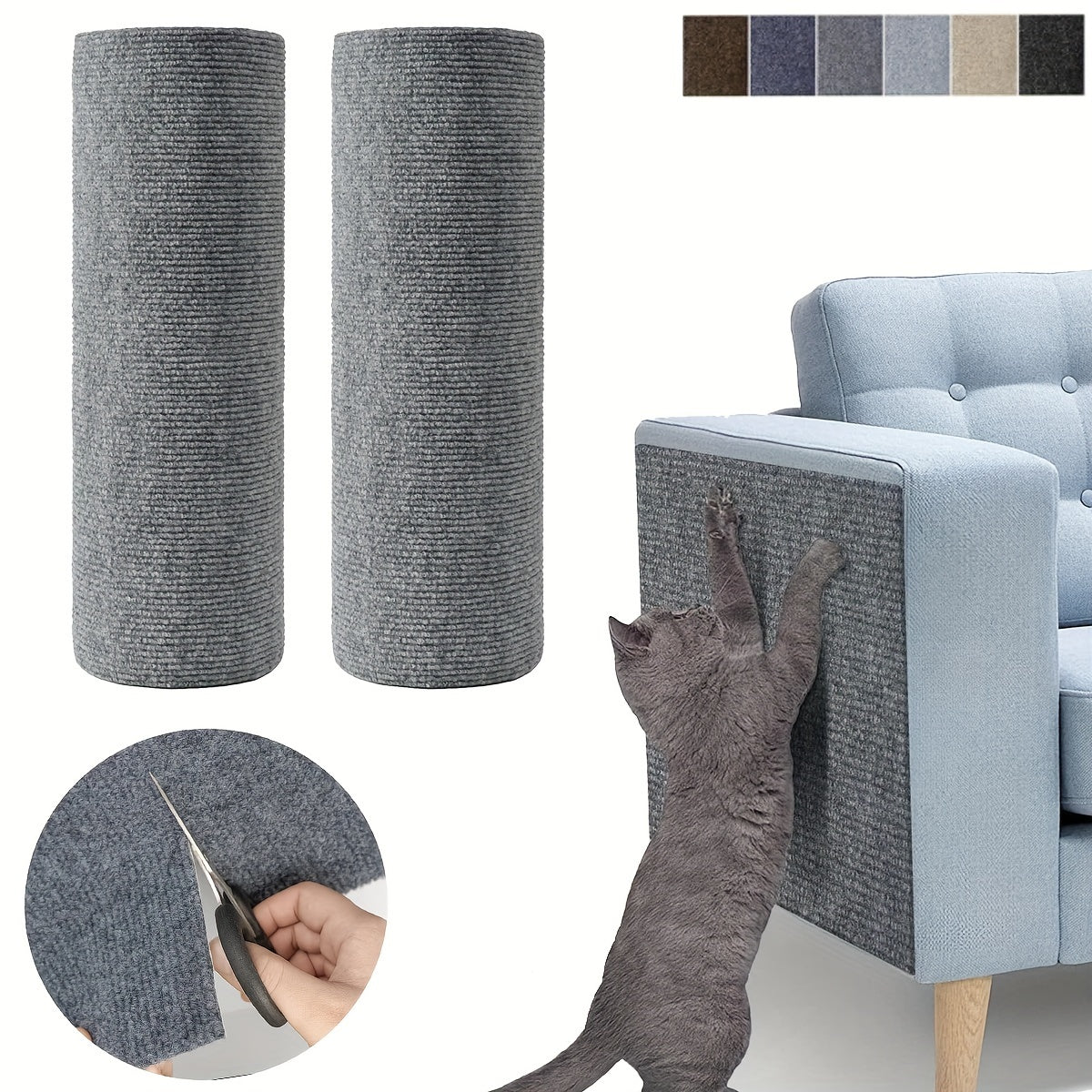 Scratch-resistant sofa protector for cats, made of polyester and plastic blend. Ideal for sofa, chair, and carpet protection against pet damage.