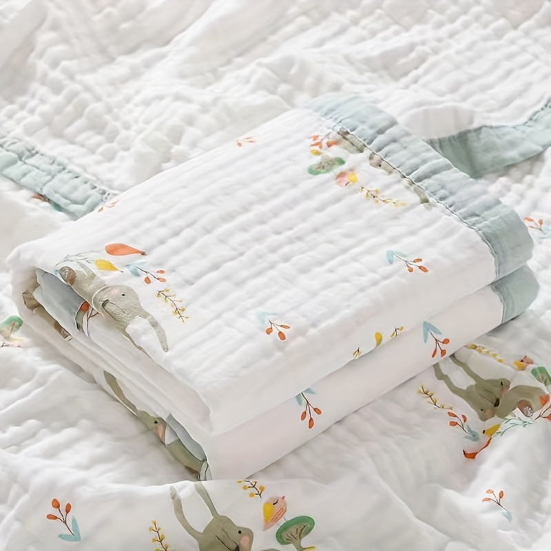 Cute Print Cotton Blanket made of six layers of high-density cotton gauze, perfect for use as a lunch blanket or for a cozy nap on the sofa or office bed. This skin-friendly blanket is a must-have for ultimate comfort.