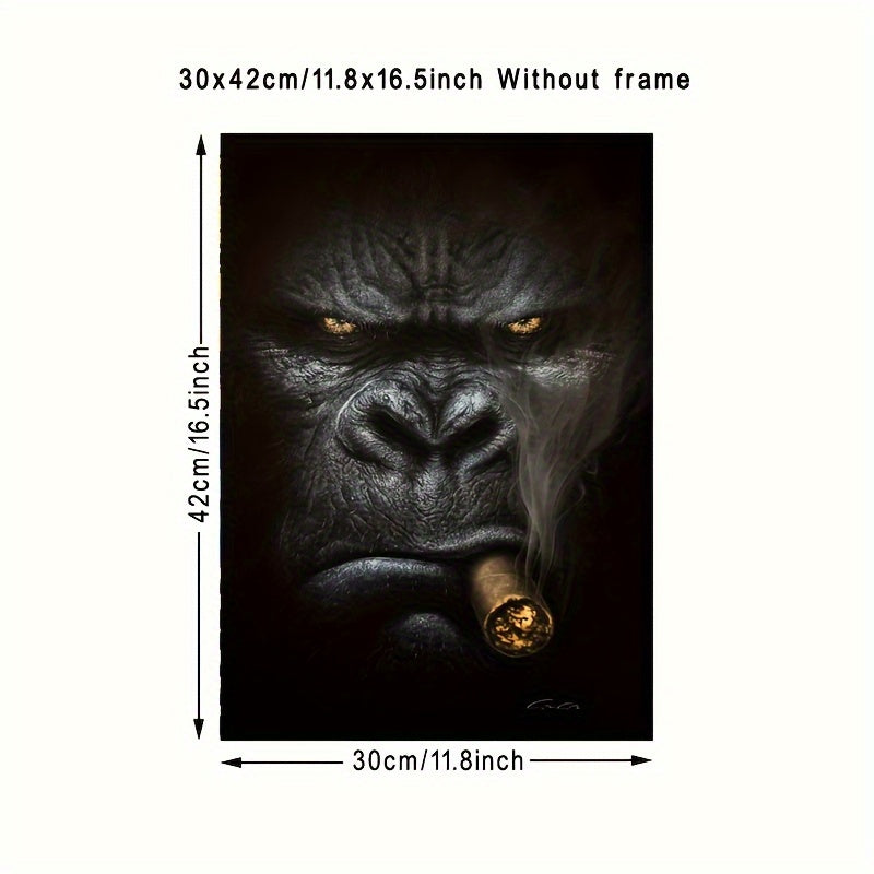 1pc Frameless Gorilla Smoking Canvas Wall Painting for Home Decor, No Frame