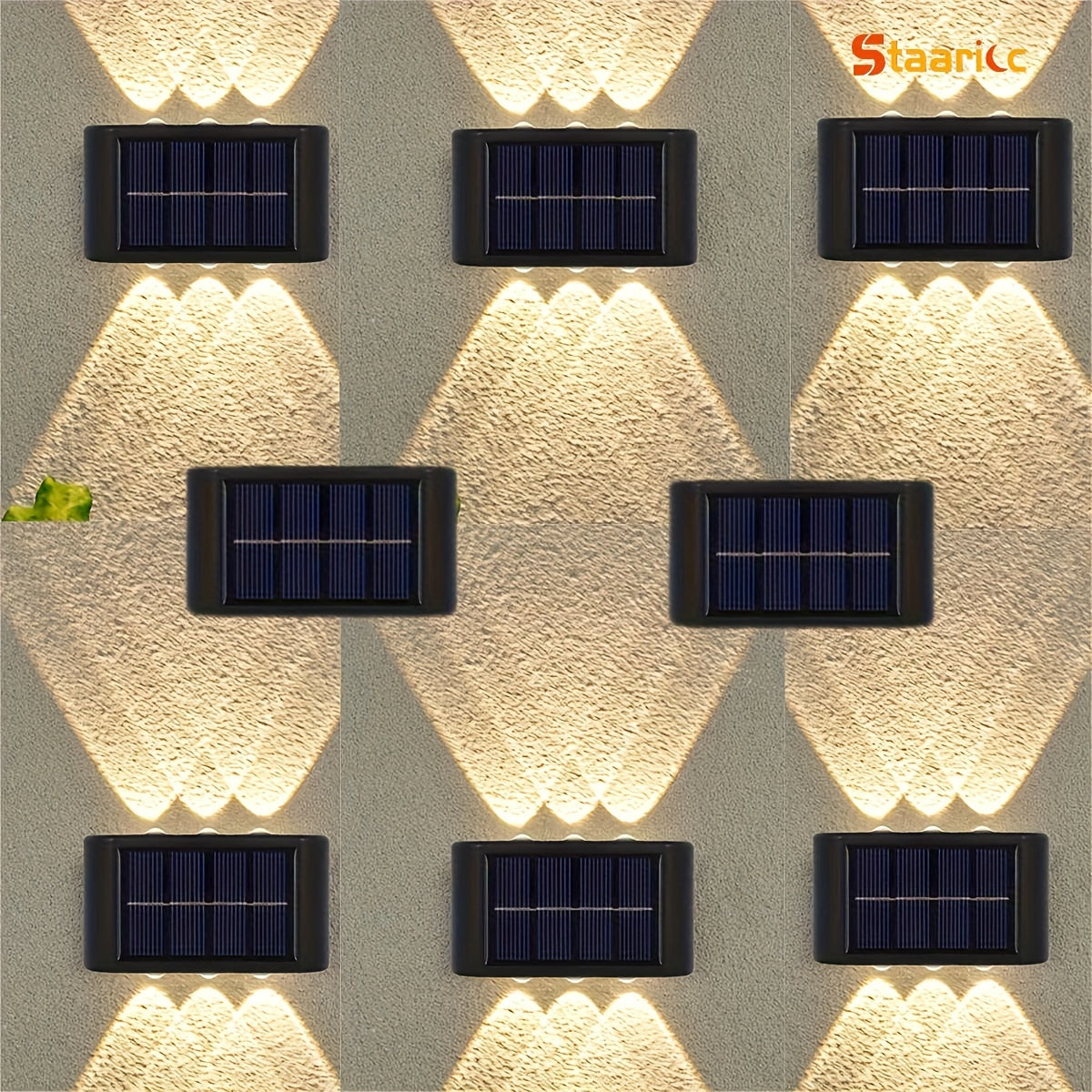 Solar Wall Lights for Outdoor Decoration - Set of 8/6/4/2 LED lights for Courtyard, Street, Fence, Garage, Garden.